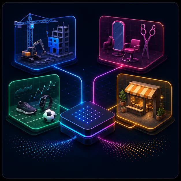 Construction, salon, sports tech, and small business systems connected into one platform.